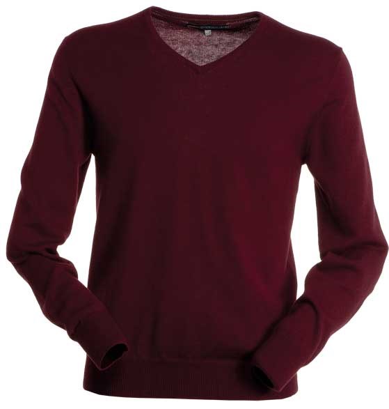 Maglione collo a V bordeaux